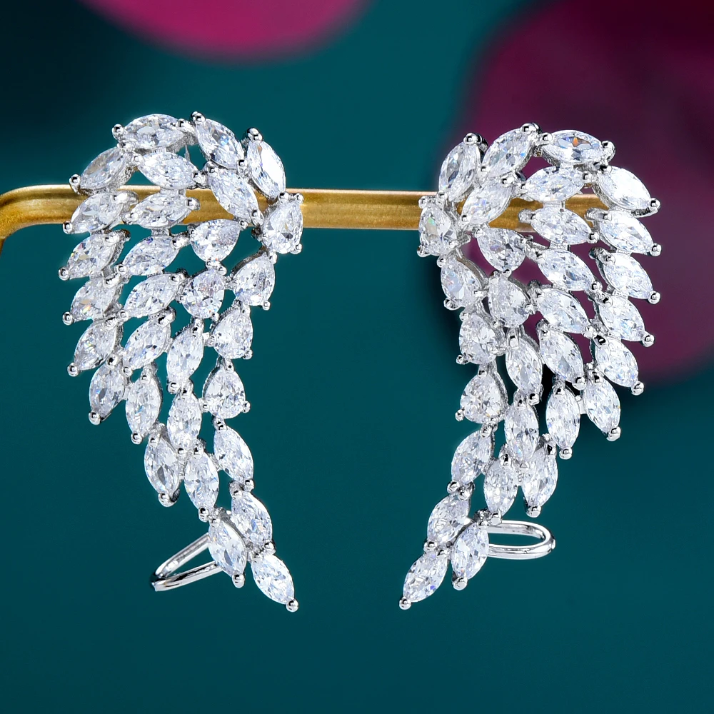 

missvikki Romantic Trendy Luxury Angel Wings Earrings For Women Girl Daily Birthday Fashion Gift Bridal Earrings Trendy Jewelry