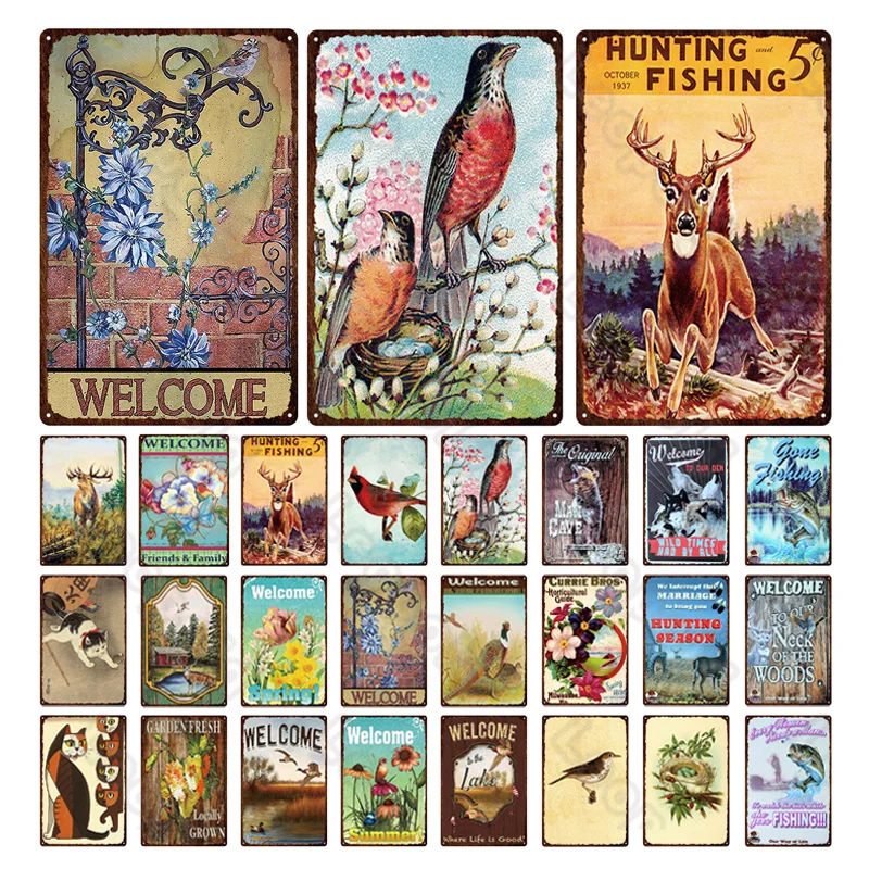 Металлический постер Европейского типа для гостиной украшение кошки рыбы собаки