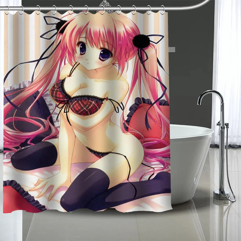 

Custom High Quality Sexy Anime Girl Shower Curtains Bath Products Bathroom Decor Waterproof Polyester With 12 Pcs Hooks