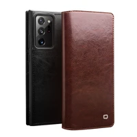 qialino luxury genuine leather phone cover for samsung galaxy note 20 handmade flip case with card slots for galaxy note20 ultra