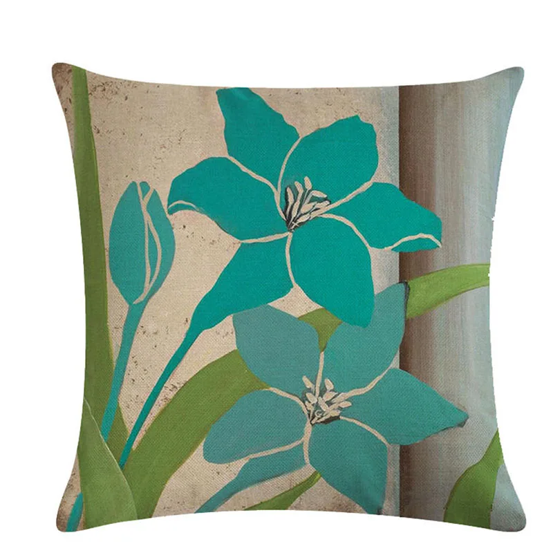 Наволочка для подушки Новое растение пять лепестков серии Лен 45*45 см диванное