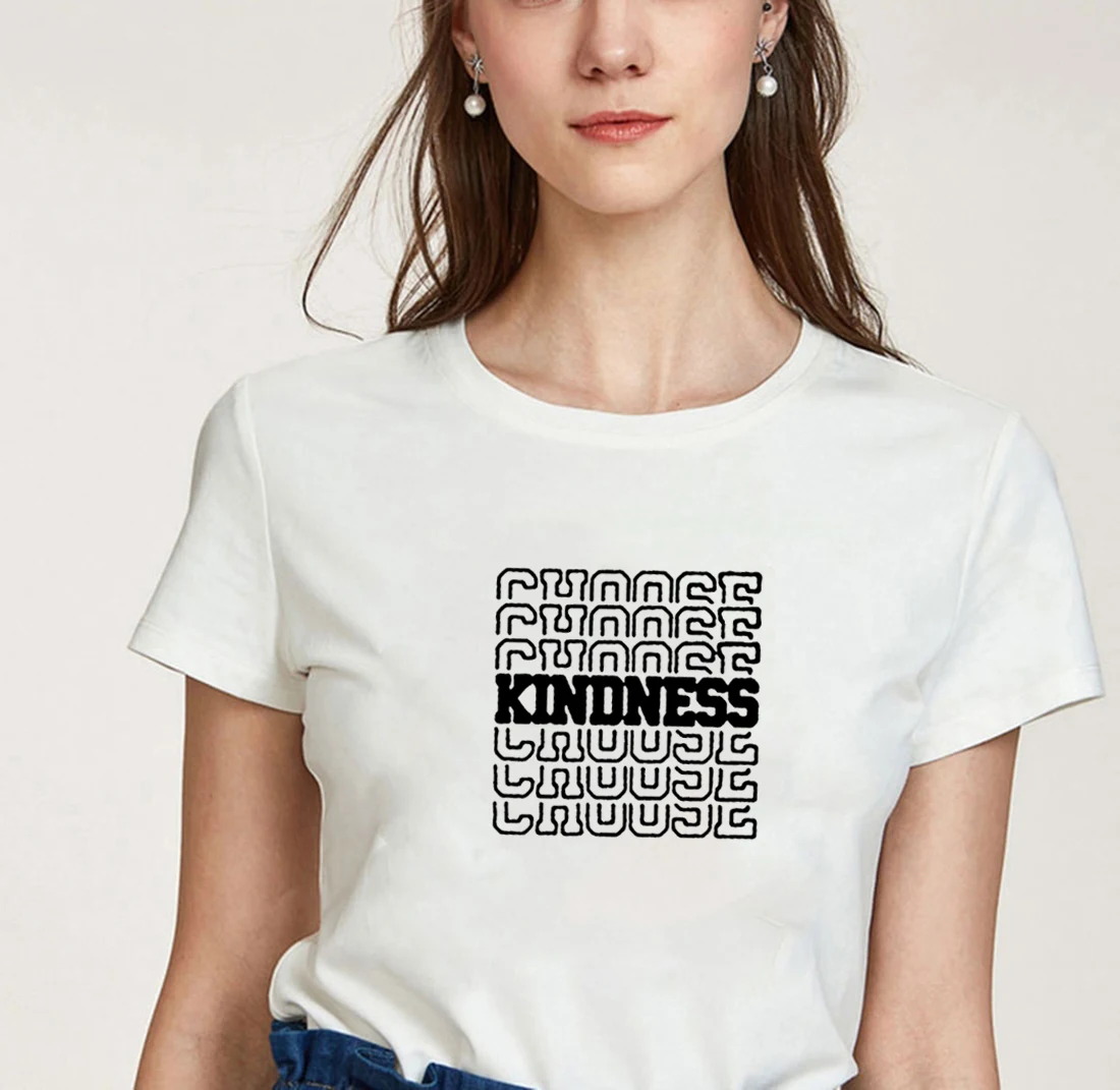 

Choose Kindness Funny T Shirt Women Summer Short Sleeve Cotton Tshirt Women O-neck Camiseta Mujer Loose Tee Shirt Femme Tops
