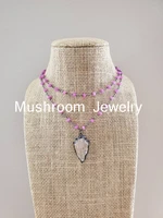 rosary chain link bead gunblack soldered arrow pendant choker necklace
