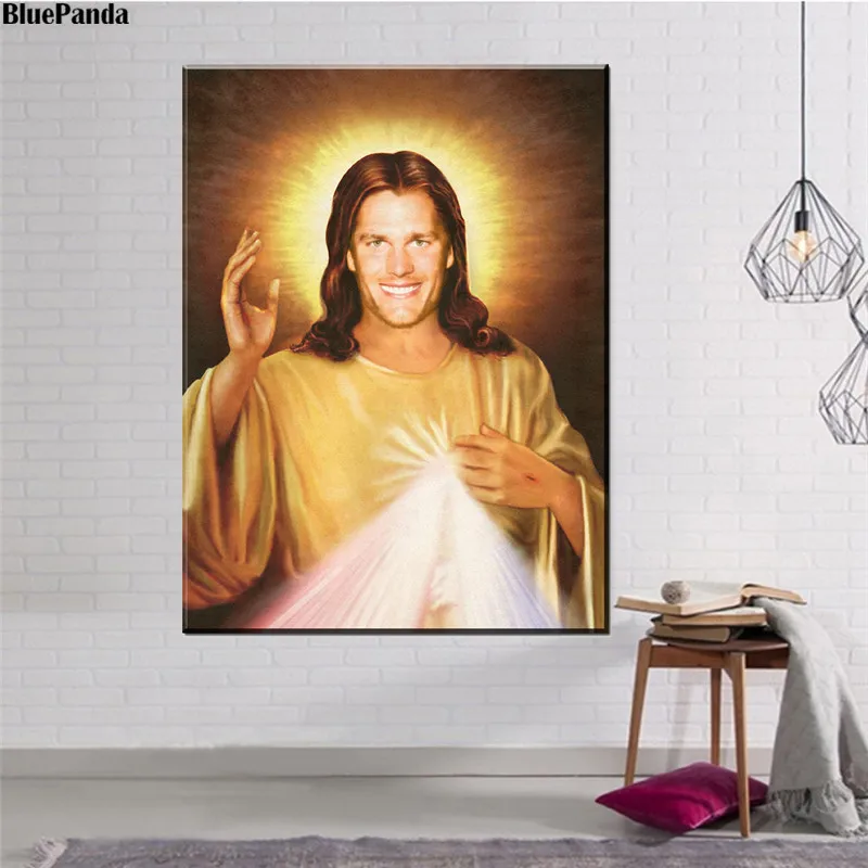 Tom Brady плакат с изображением Иисуса Современная Картина на холсте модульные