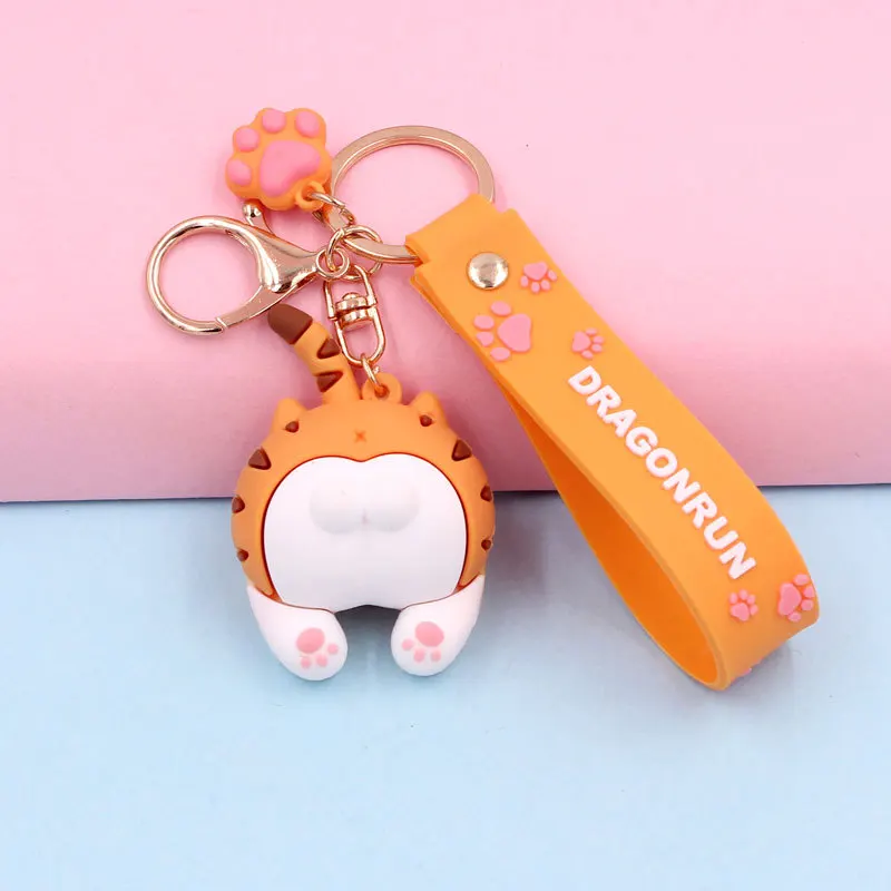 

Spoof Cat Butt Key Chain Creative Web Celebrity Keychain Cartoon Drop Glue Egg Cat Bag Pendant Keyring Gift Woman Cute Lovely