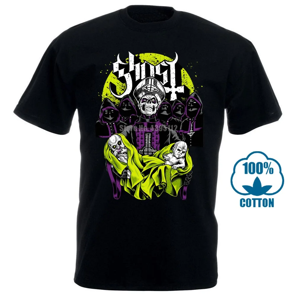 Черный Ghost Bc Papa Emeritus рок группа Черная Футболка размер S M L XL 2XL 3XL - Цвет: Черный