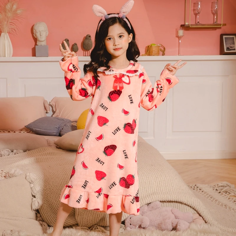 Детская фланелевая ночная рубашка Милая Ночная сорочка принцессы для девочек на