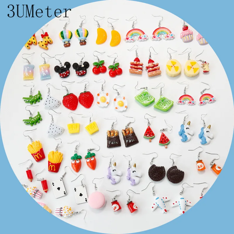 3UMeter 2019 Новая серия милых сережек корейского производства для женщин, которые выражают индивидуальность и творческий подход к моде, включающая в себя фрукты, забавных животных и другие оригинальные элементы. Отличный подарок.