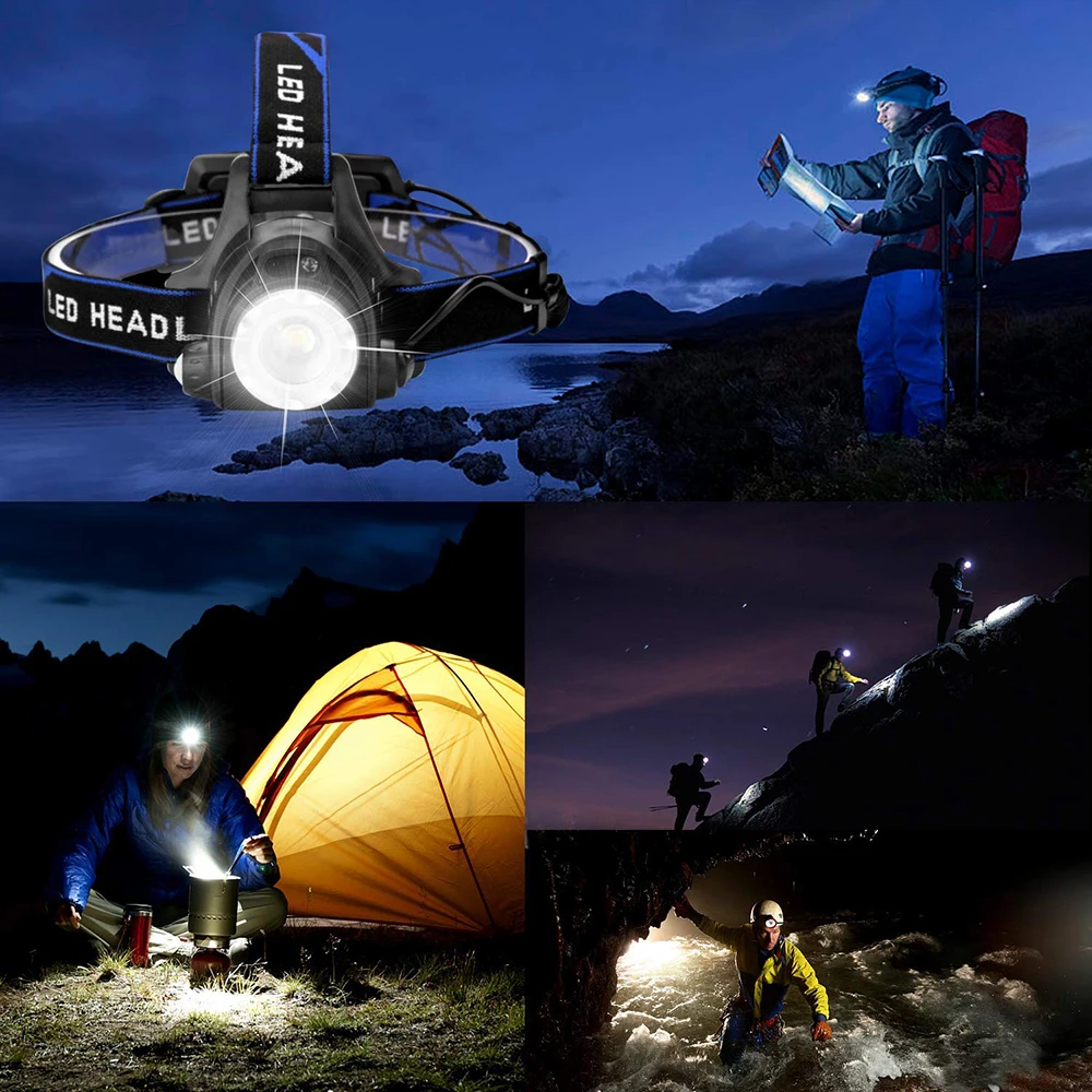 RU 5000LM CREE XML-L2 xm-l T6 светодиодные фары Масштабируемые фар Водонепроницаемый Налобный фонарик Фара Рыбалка Охота свет