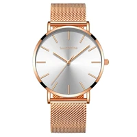 new fashion rose gold mesh band ultra thin waterproof unisex wristwatch men womens luxury gift watches