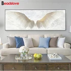 Алмазная вышивка, белые крылья ангела, полный квадрат, круглые искусства, живопись, вышивка крестиком, Настенный декор S78