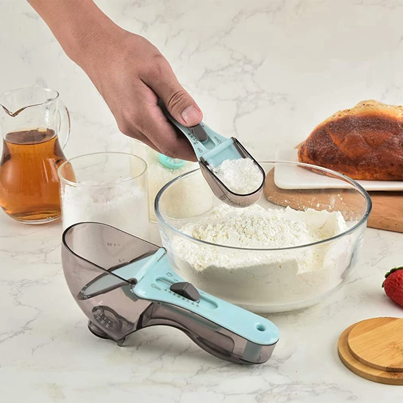 

3 Pcs Adjustable Measuring Cups and Spoons Sets,Large Tablespoon & Small Teaspoon,Measurements for Solid/Powder/Liquid