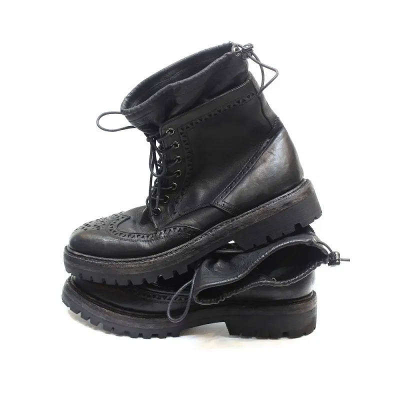 Мужские Винтажные ботинки ручной работы черные ботильоны из натуральной