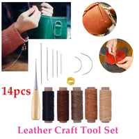 14pcsset household hand sewing shoe repair shoemaker drilling awl leathercraft accessories needles hand sewing kit leather craf
