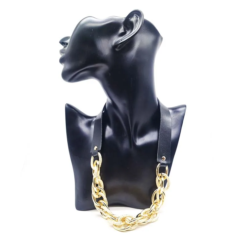 

Fashion Leather Aluminium Necklace For Women Punk Handmade Chokers Leather Spike Femme Necklaces & Pendants Jewelry Gifts