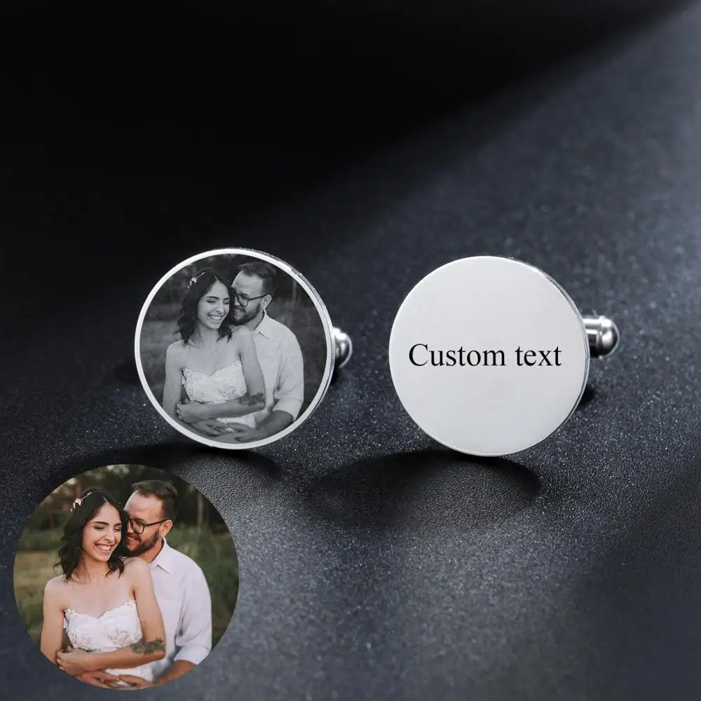 Персонализированные Свадебные Запонки серебряные круглые Заказные подарки для