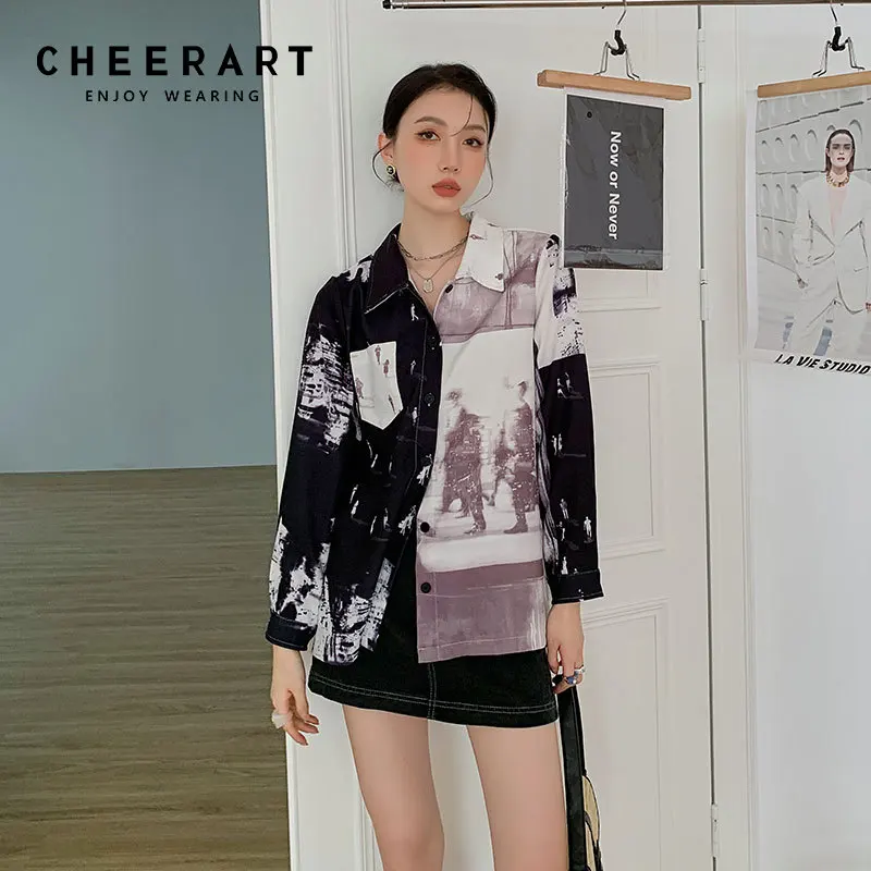 CHEERART винтажная цветная рубашка на пуговицах 2021 г. Модный женский дизайнерский