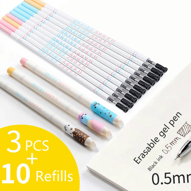 B1401-3pen 10refills M& G стираемая гелевая ручка 0,38/0,5 мм волшебные цвета многоразовая ручка Кристальный синий/черный/синий канцелярские принадлежности для офиса и школы - Цвет: B1401-3pen 10refills