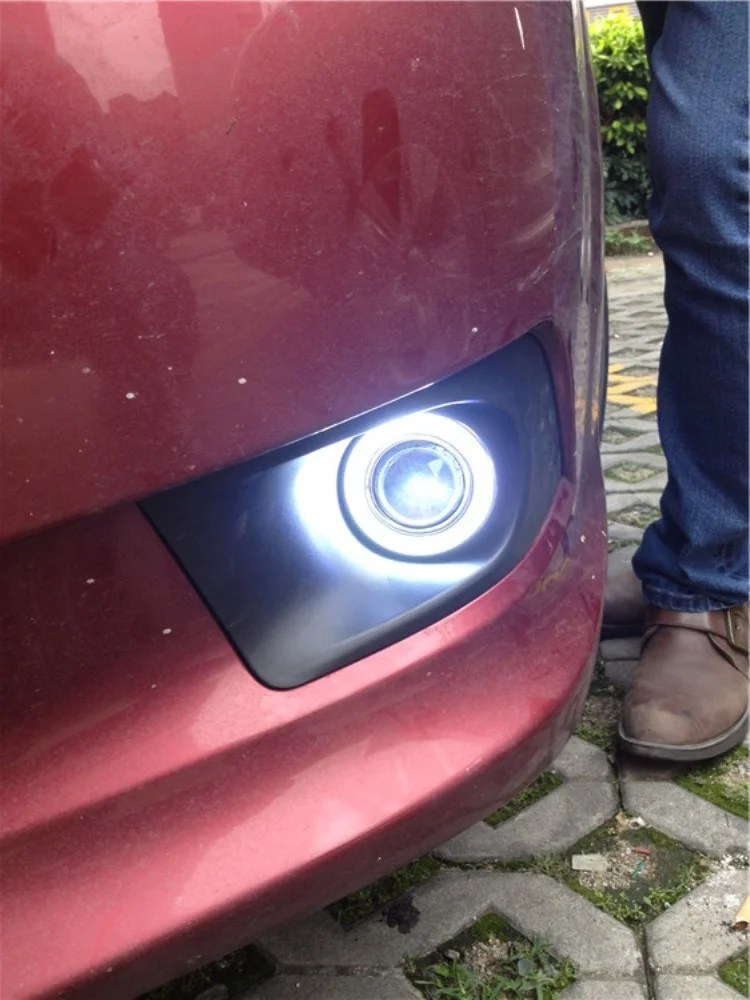 

LED DRL daytime running light COB angel eye, projector lens fog lamp with cover for S-ubaru Legacy 2010-12, 2 pcs