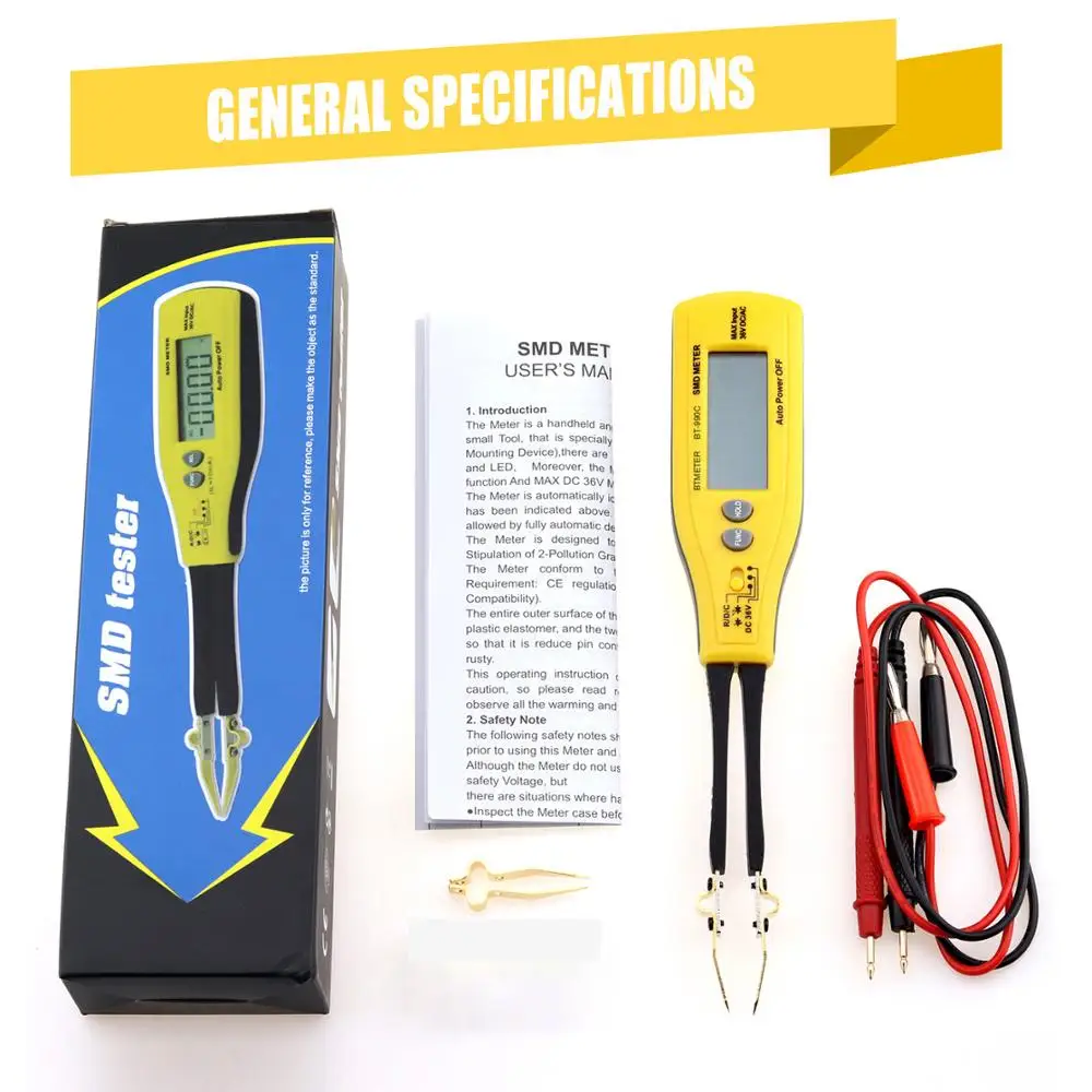 

BT-990C Digital Capacitance Meter SMD Tester Resistance Meter Diode/Battery Test with Carry Box Power Battery Tester