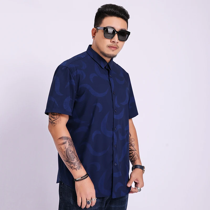 

8XL 7XL 6XL 5XL рубашка с коротким рукавом мужская одежда 2020 новые летние мужские рубашки Повседневная приталенная рубашка с принтом Camisa Masculina ...