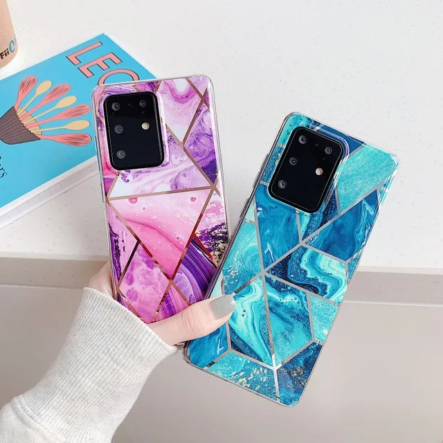 Геометрический мраморный Чехол для мобильного телефона Samsung S8 S9 S10 S20 NOTE10 матовый