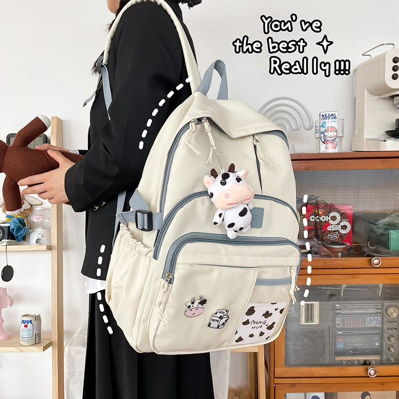 

Multifunction Double Zipper Women Backpack Teenager Girls Laptop Backpack Student Shoulder Bag Korean Style Schoolbag