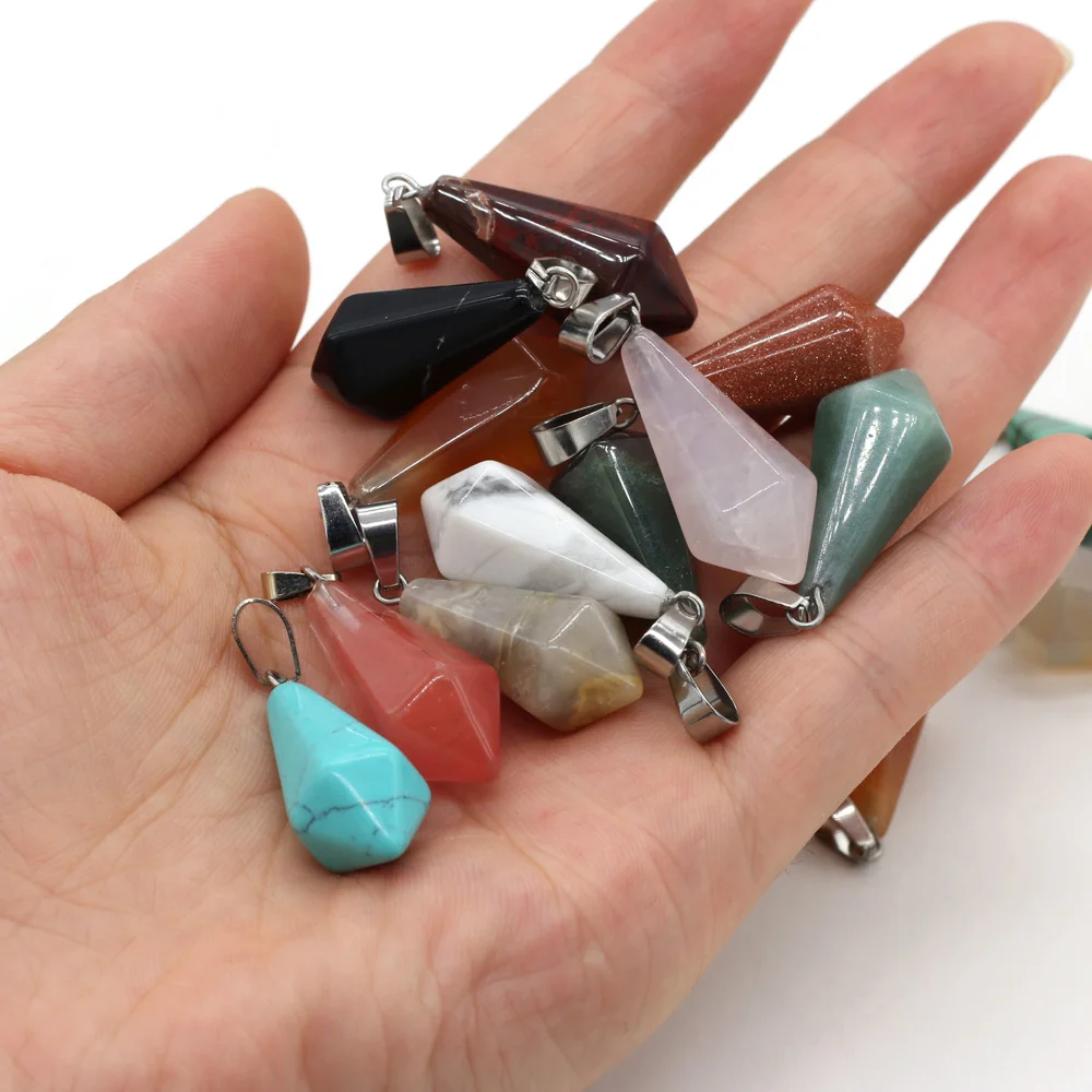 

Natural Stone Quartzs Pendants White Turquoise Malachite for Jewelry Making DIY Necklace Earring Gift 13x28mm