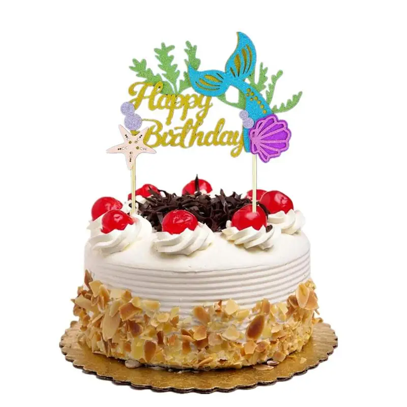 2 шт хвост русалки торт Топпер Сияющий корпус Морская звезда украшения кекс