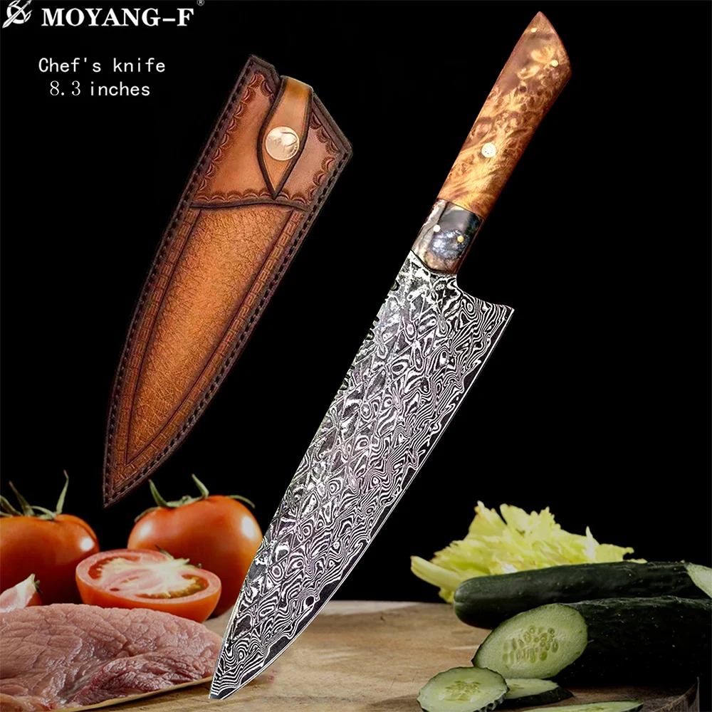 

8.3" traditional hand-forged VG10 Damascus professional chef's knife meat cleaver, Santoku kitchen slicing