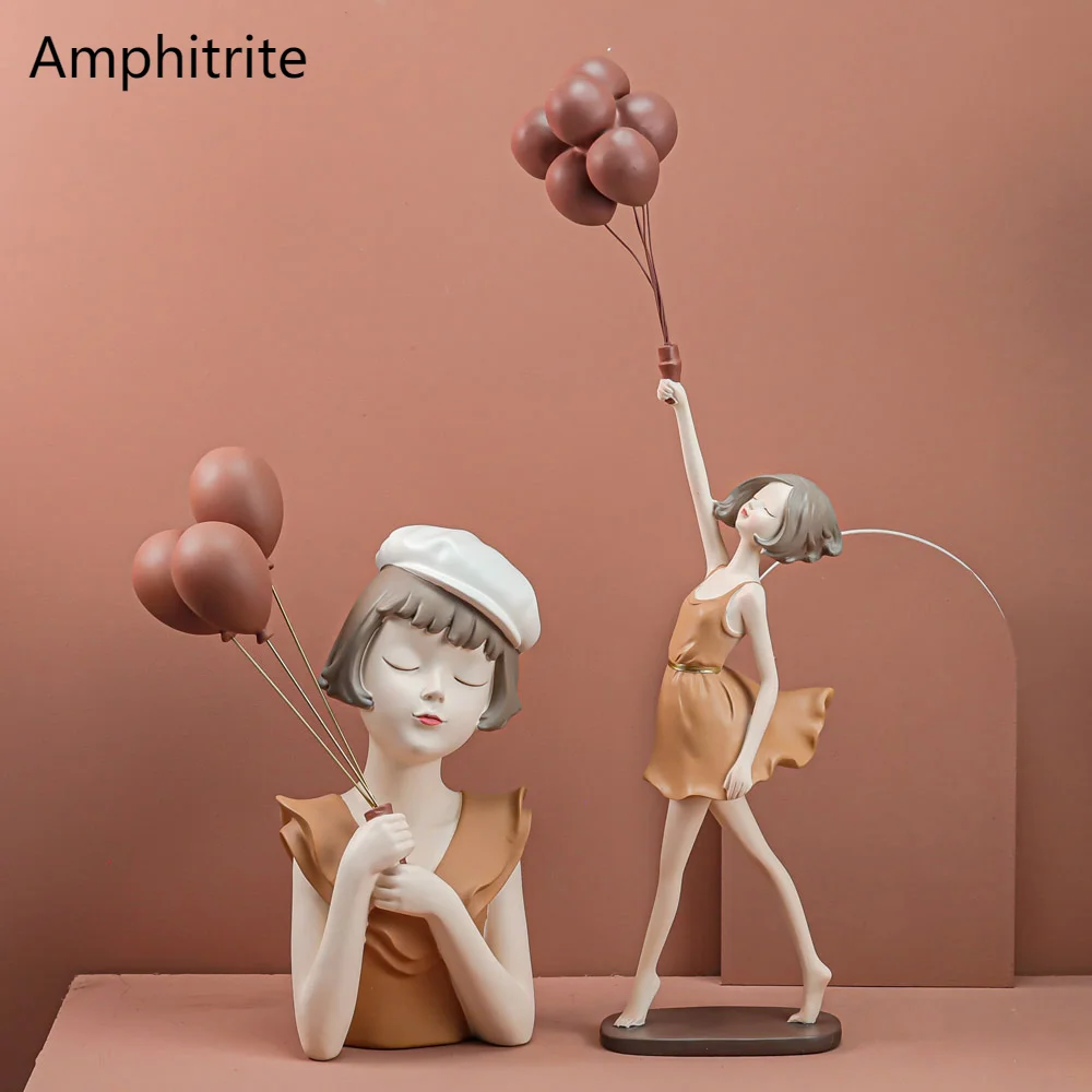 

Exquisite Balloon Girl Sculptures Living Room Decoration Figures TV Wardrobe Decorations House Decorative Lady Birthday Gift