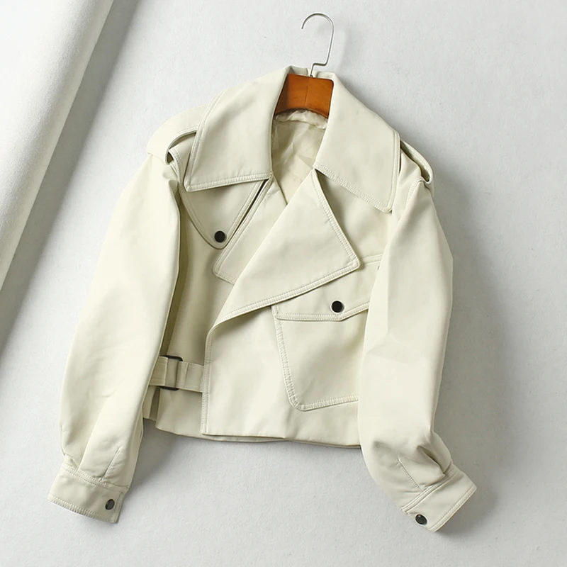 Женская байкерская куртка из искусственной кожи в Корейском стиле пальто