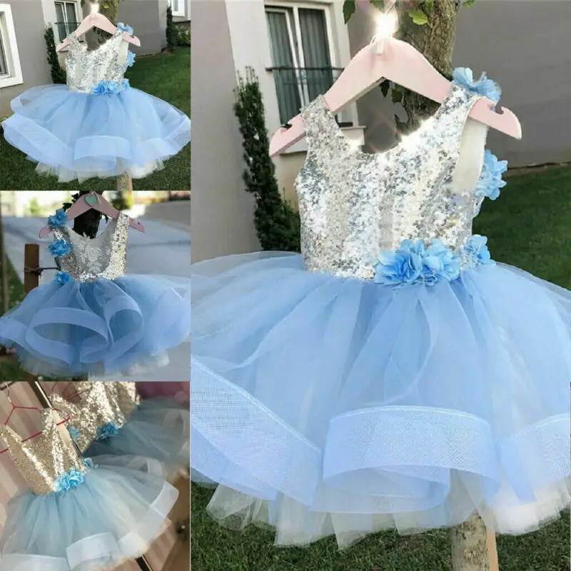 Girl Kids Tutu Dress Sequins Princess Party Wedding Flower Tulle Dresses | Детская одежда и обувь