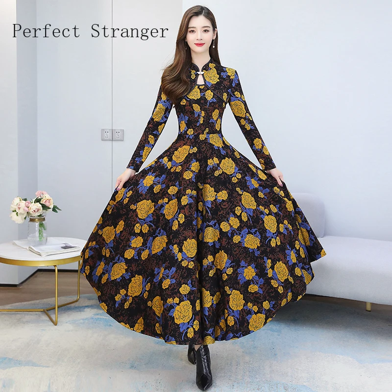

2021 Autumn New Arrival Long Sleeve Chiffon Women Long Dress
