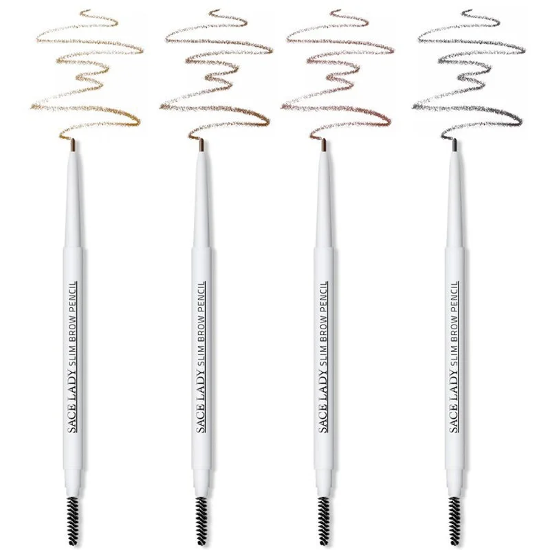 Портативный карандаш со щеточкой для бровей 4 цвета Двойные головки вращающаяся