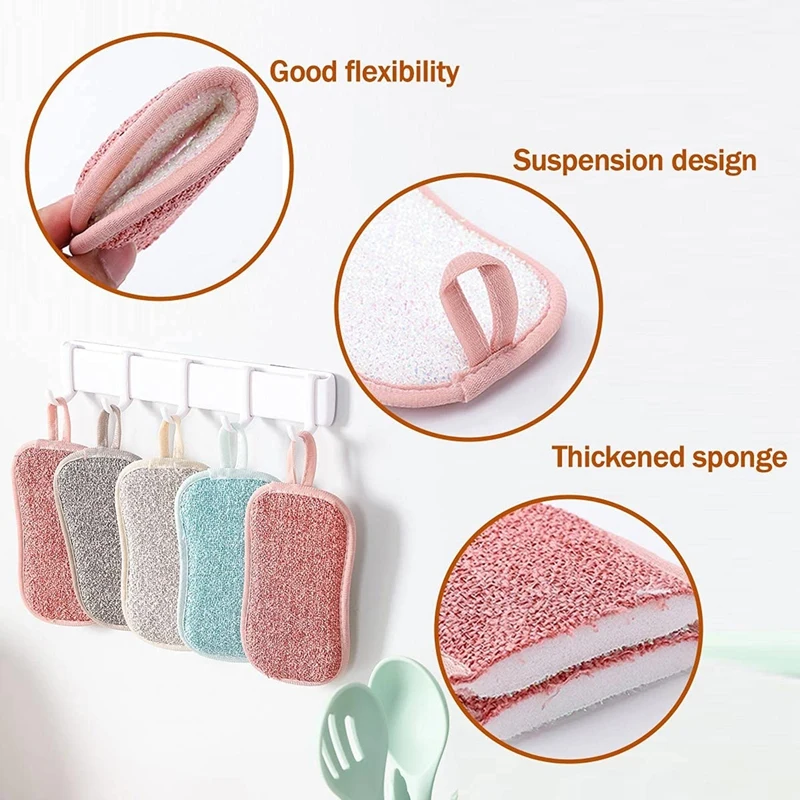 8 PCS Microfiber Sponge Washable Reusable Does Not Scratch Double Sided Soft Clean Dishes | Дом и сад