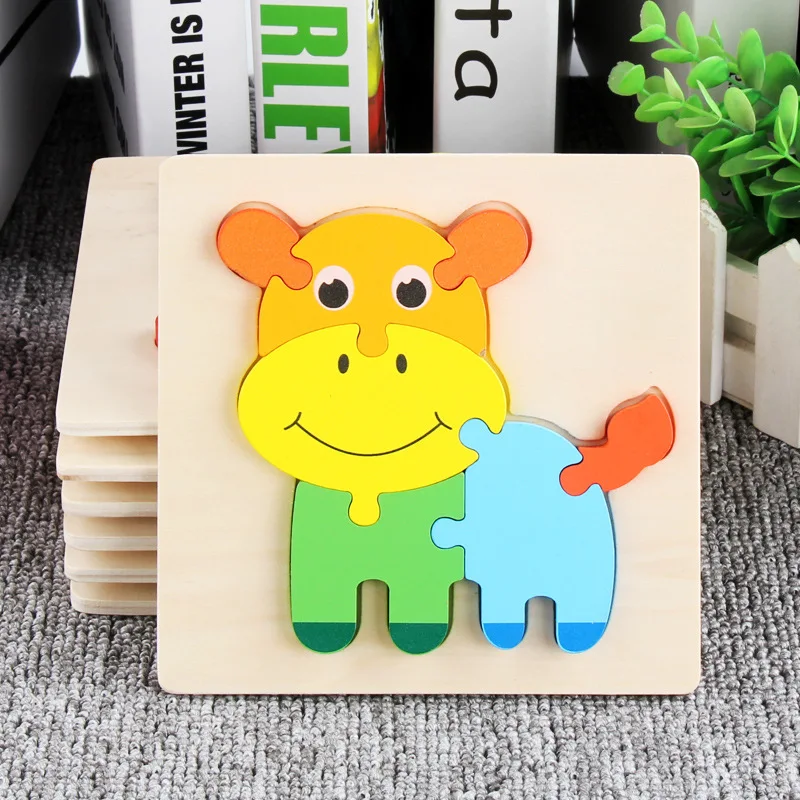 

Children's Wooden 3D Cartoon Animal Puzzle Baby Jigsaw Puzzle Toy Wooden Toys Puzzle 3D CHD10167