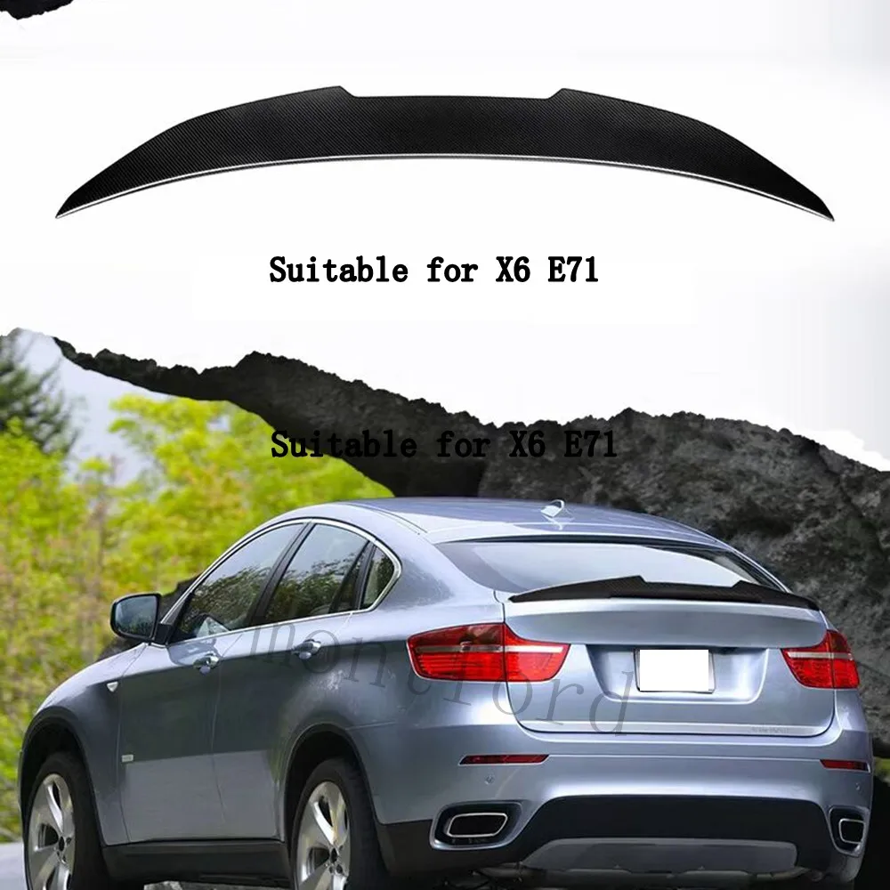 PSM Style Real Carbon Fiber Car Rear Trunk Boot Lip Spoiler Wing Big For BMW X6  E71 E72 2008-2014 Carbon Rear Trunk Wings