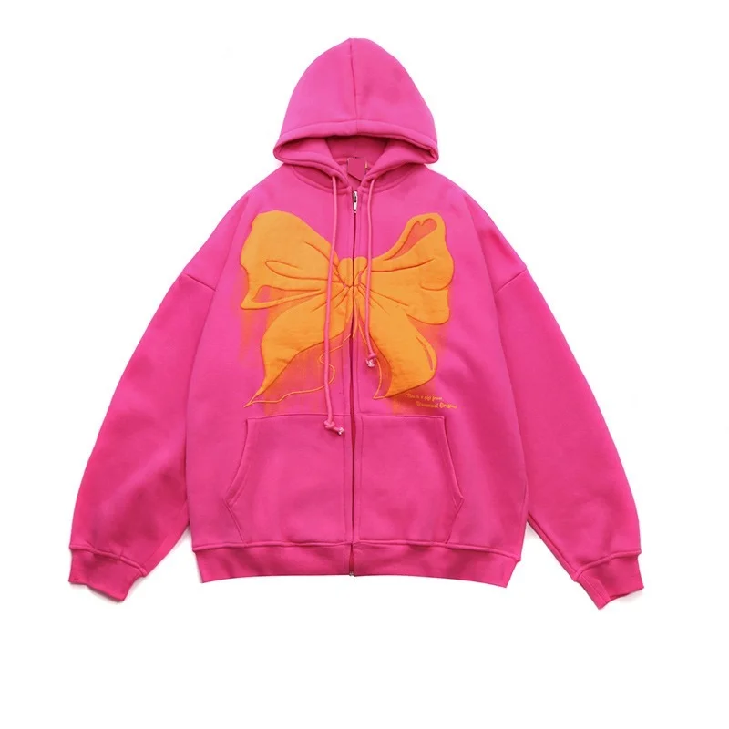Женская толстовка на молнии с принтом в виде банта европейском и американском
