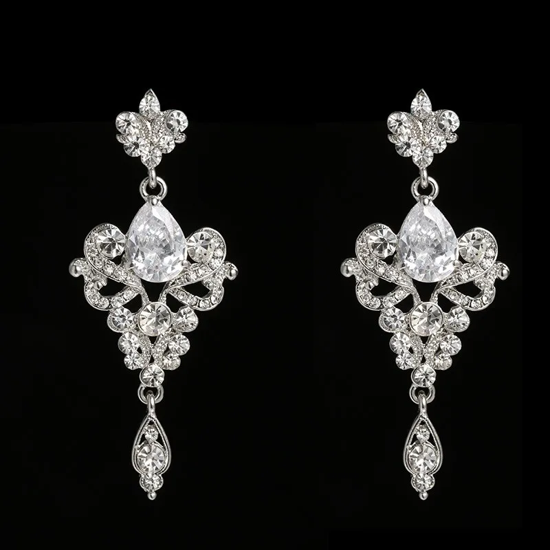 SLBRIDAL Pouplar свадебные серьги винтажный со стразами кристаллы CZ в стиле ар деко