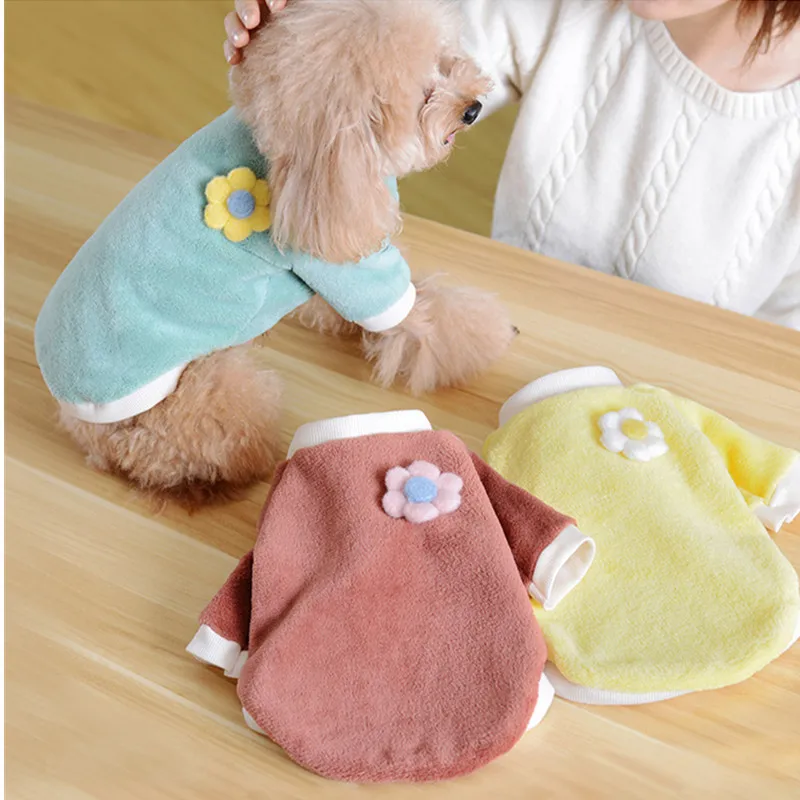 

Dog Cat Clothes Arctic Velvet Pet Vest Autumn and Winter Thickening Method Corgi Schnauzer Teddy Clothing Flower Cute Sweater