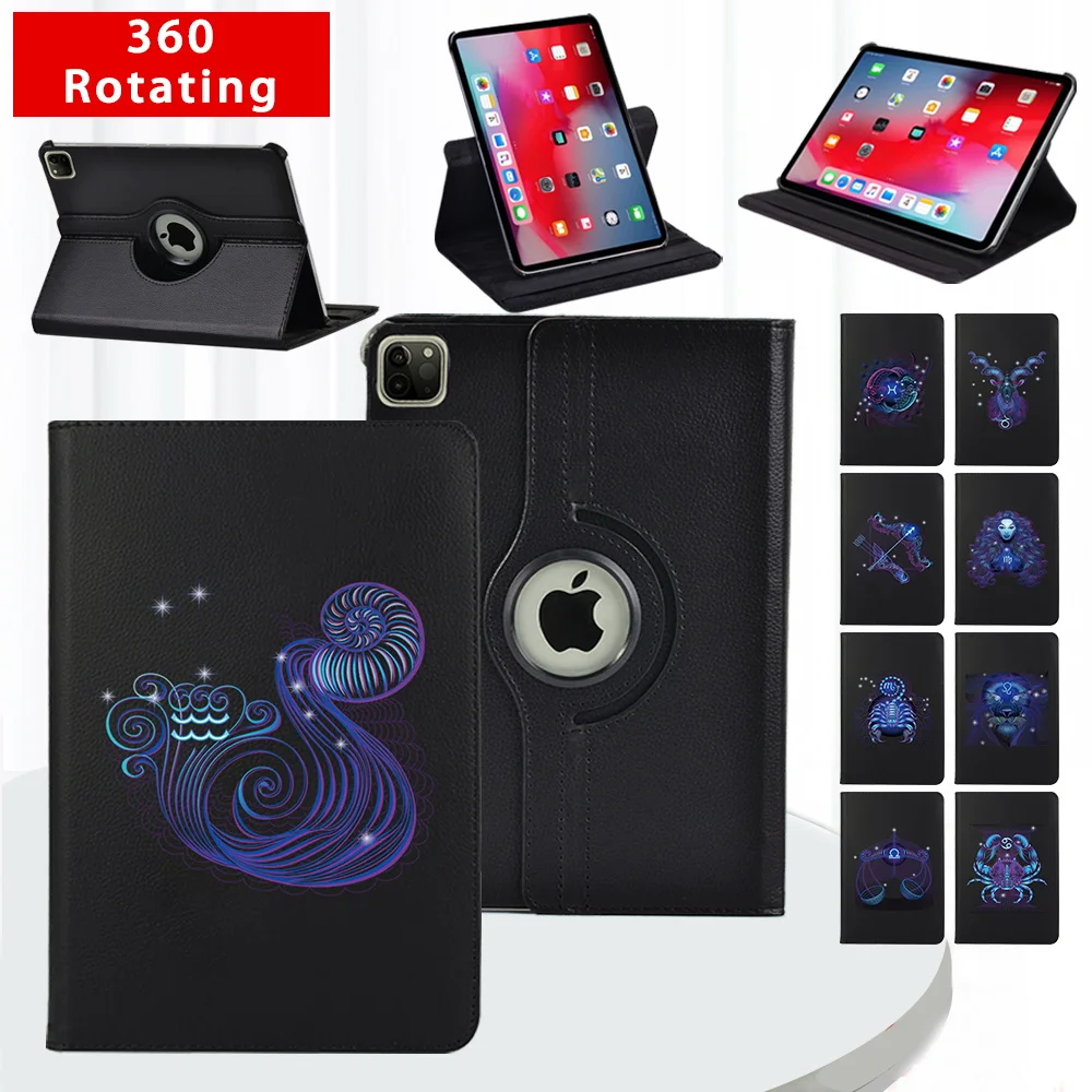 

360 Rotating Tablet Case for Apple Ipad Air 1 Air 2 9.7"/Air 3 10.5"/Air 4 10.9" -Anti -cratch Zodiac Series Leather Cover Case