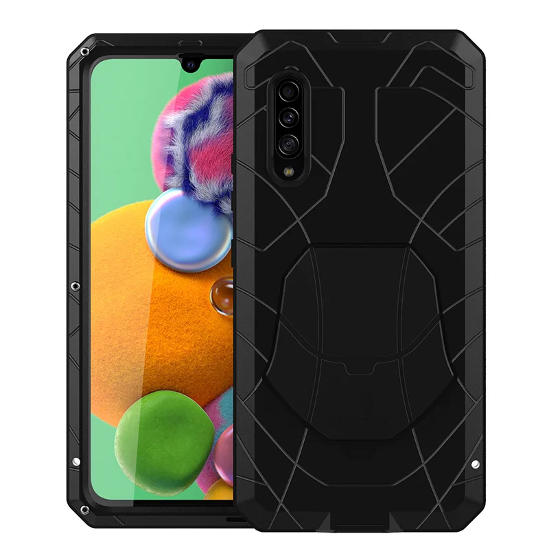 Для samsung Galaxy A90 5G Твердый корпус для телефона Алюминиевый металлический корпус Закаленное стекло Защитная крышка экрана сверхмощный защитный чехол