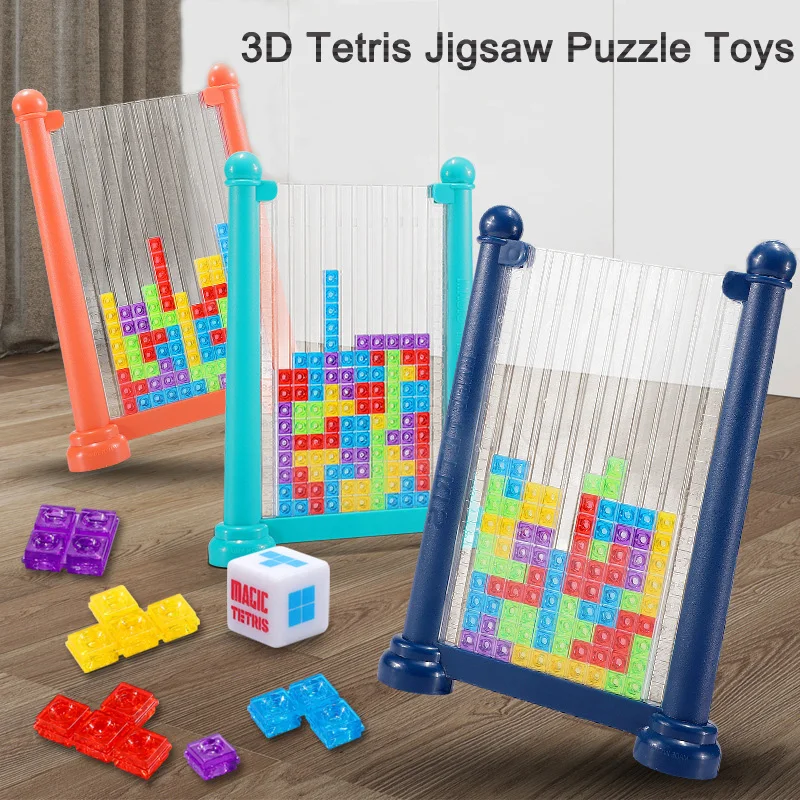 Rompecabezas 3D de Tetris para niños, dos juegos Montessori, juego de mesa, bloques de cubos de