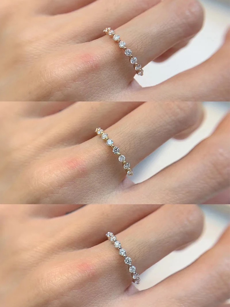

LUOWEND 100% 18K Solid White/Rose/Yellow Gold Ring Fashion Wedding Band Real Natural Diamond Ring for Women Anniversary Gift