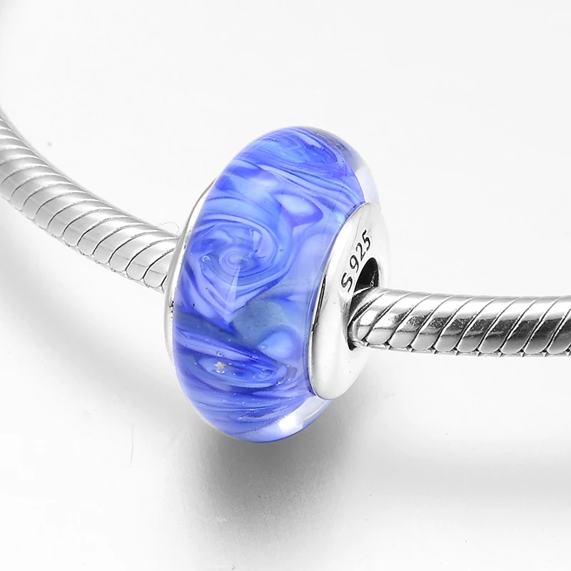 Роскошное ожерелье из стерлингового серебра 925 пробы с голубым вихревым рисунком