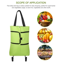 foldable shopping bag cart trolley tote bag with wheels grocery tote collapsible handbag convenient trolley tote container