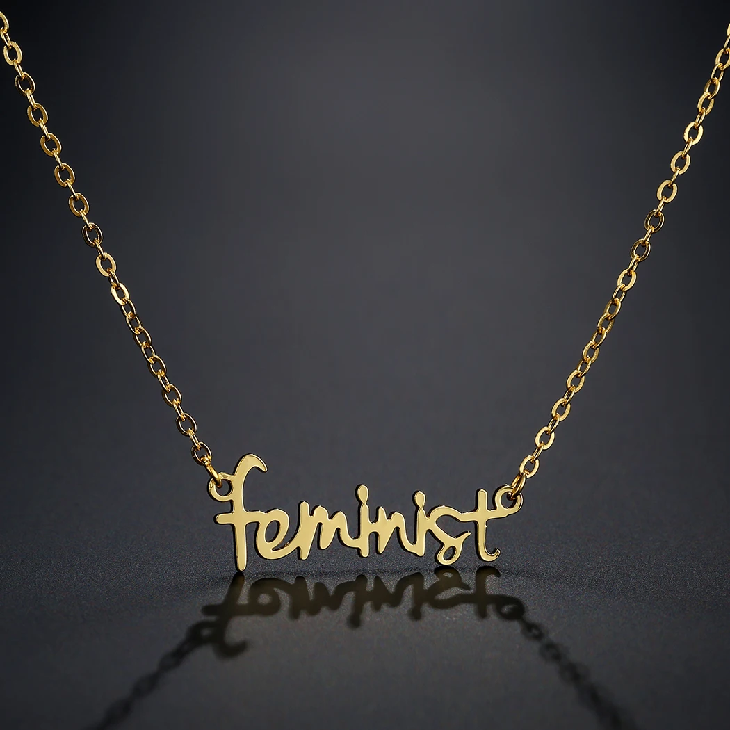 

Kinitial Stainless Letter Feminist Necklaces & Pendants for Women Statement Clavicle Chain Choker Charm Necklace collare Jewelry