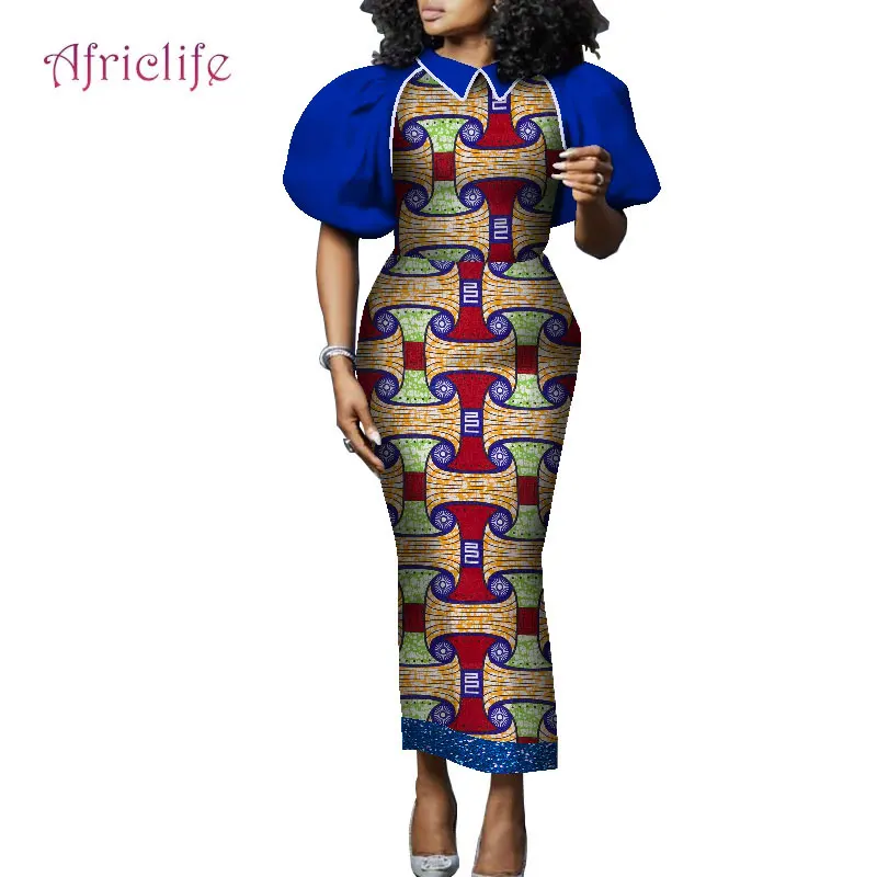 

Summer Plus Size Women Dress Elegant Foullard Femme Africaine Premium Ankara Clothing Patchwork Wax Print Cotton Fabric WY8855