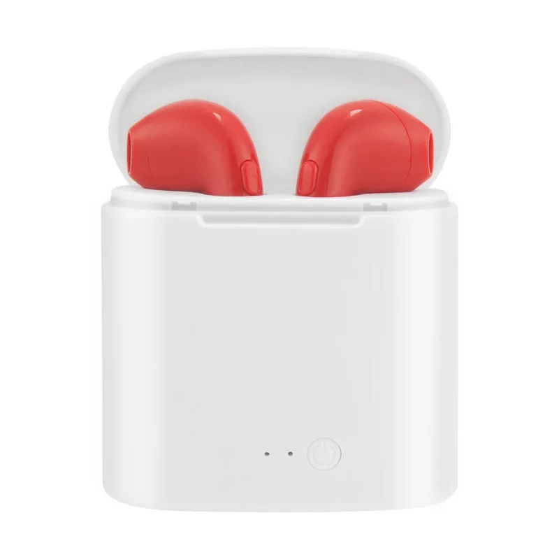 white red earphone I7s TWS Bluetooth наушники туры Беспроводная гарнитура стерео беспроводные наушники спортивные наушники с микрофоном для телефонов Xiaomi - Цвет: white red earphone